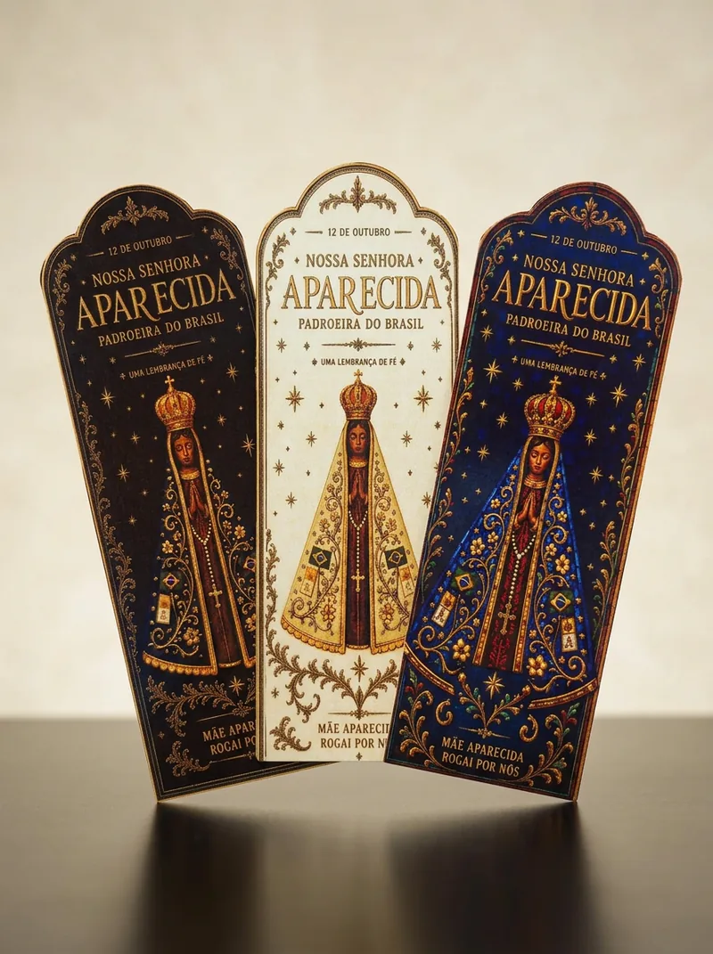 Três marcadores de página de Nossa Senhora Aparecida